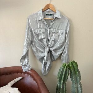 Ralph Lauren Vintage  Silver Metallic Button Down Shirt